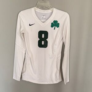 Nike Women's White and Green Long Sleeve Jersey Panathinaikos Irish